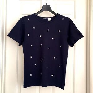 Blue Tee Small Short Sleeves White Stars